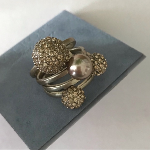 Gold Talbots Disco & Pearl Ring Stack - Picture 2 of 2